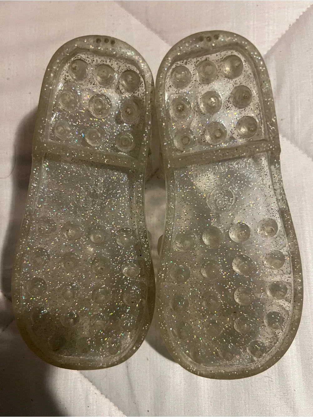 Kids Glitter Jelly Sandals - Clear/Gold Sparkle